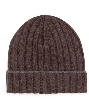 Brunello Cucinelli Cashmere Rib Knit Beanie - Brown