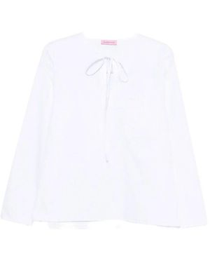 CUANTICO Shirt With Ribbon Collar - White