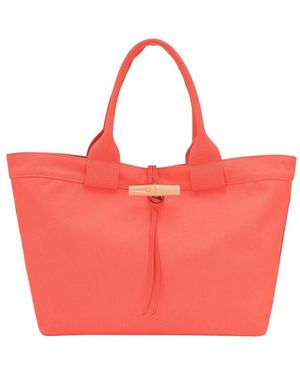 Longchamp 'Le Roseau Toile' Large Tote Bag - Pink