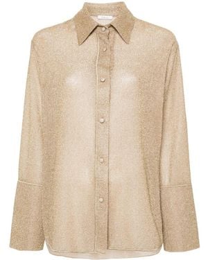 Oséree Lumiere Lurex Sleeves Shirt - Natural