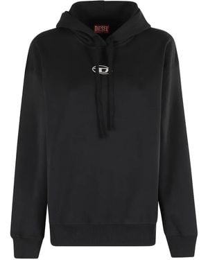 DIESEL Oval D Logo-Plaque Hoodie - Black