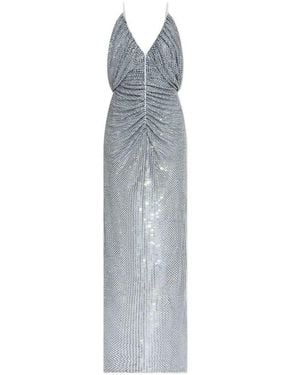Self-Portrait Rhinestone Mesh Maxi Dress - White