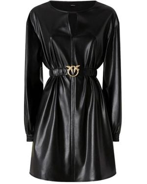 Pinko Leather Effect Short Dress - Black