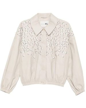 Manzoni 24 Nappa Jacket With Embroidery And Lining - White