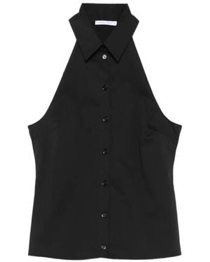 Patrizia Pepe Button Halterneck Top - Black
