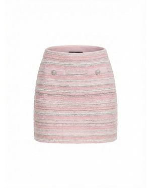 Self-Portrait Striped Embellished-Detail Mini Skirt - Pink