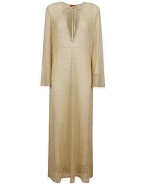 Missoni V-Neck Maxi Dress - Natural