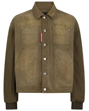 DSquared² Polo-Collar Long-Sleeve Jacket - Green