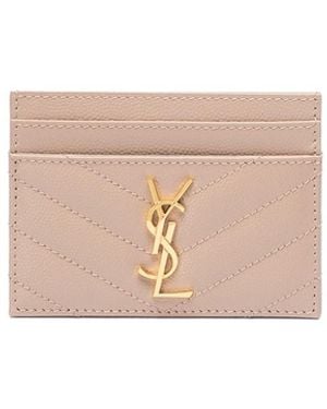 Saint Laurent 'Cassandre Matelassã' Card Case - Pink