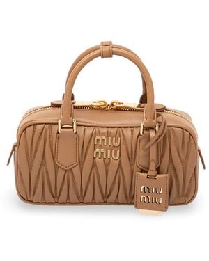 Miu Miu 'Arcadie' Matelassé Nappa Leather Bag - Brown