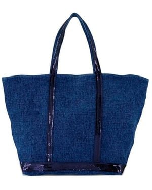 Vanessa Bruno Linen Large Zipped Cabas Tote - Blue