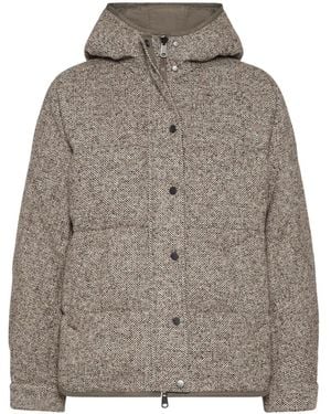 Brunello Cucinelli Flecked Chevron Padded Jacket - Grey