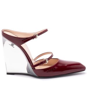 Gucci Wedge Leather Mule - Red