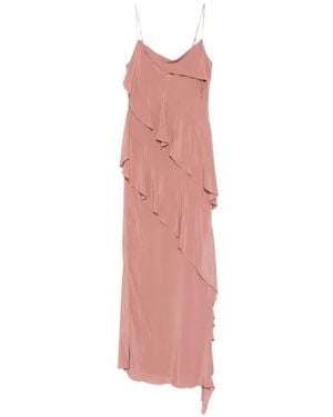 Patrizia Pepe Ruffled Asymmetric Midi Dress - Pink