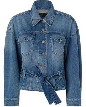 Pinko Belted Denim Jacket - Blue