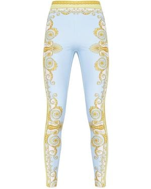 Versace Barocco Print Leggings - Blue