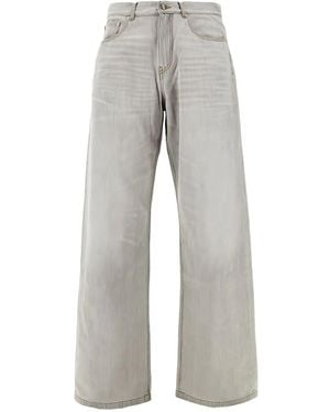 Palm Angels 'Curved Logo' Loose Jeans - Grey