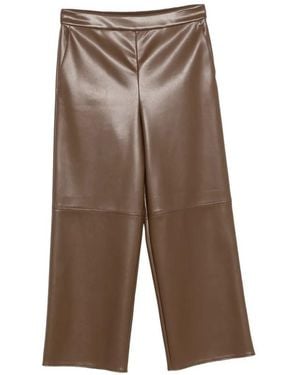 Max Mara Maxmara 'S Leather-Look Cropped Pants - Brown