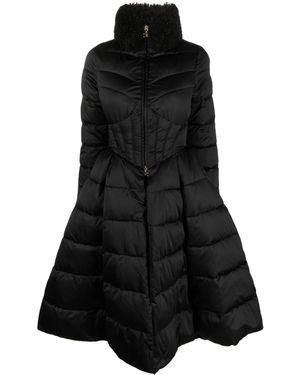 Elisabetta Franchi Circle Flared Quilted Coat - Black