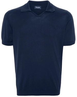 Drumohr V-Neck Polo With Logo - Blue