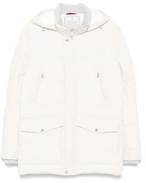 Brunello Cucinelli Padded Jacket With Detachable Hood - White