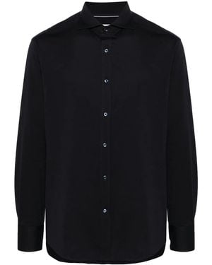 Brunello Cucinelli Cotton Spread Collar Button-Down Shirt - Blue