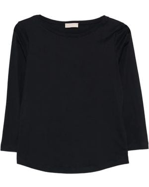 Purotatto Boat-Neck 3/4 Sleeves Blouse - Black