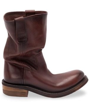 Miu Miu Leather Boots - Brown