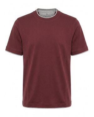 Brunello Cucinelli T-Shirt With Faux-Layering - Red