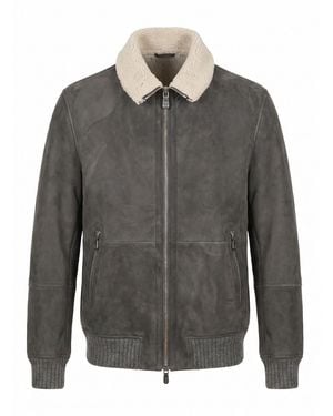 Brunello Cucinelli Leather Jacket - Gray