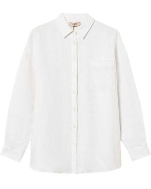 Twinset Open-Back Shirt With 'T' Embroidery - White