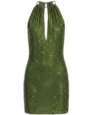 self portrait green sequin dress self-portrait - Green Rhinestone Mesh Midi Dress main image 1