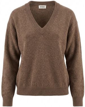 Not Shy 'Lucien' V Neck Jumper - Brown