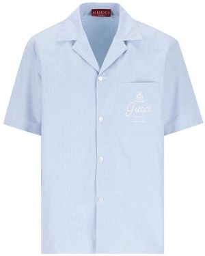 Gucci Thin Strip 'Disco' Bowling Shirt - Blue