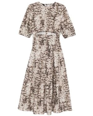 Pinko Cutout Animal-Print Midi Dress - White