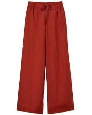 Twinset Wide Leg Trousers With Drawstring And 'T' Embroidery - Red