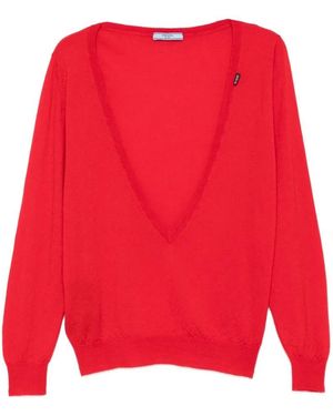Prada Cashmere V Neck - Red