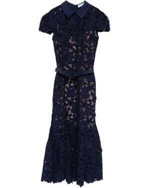 Self-Portrait Guipure Lace Midi Dress - Blue