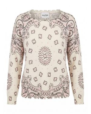 Kujten 'Mela Bandana Bico' Round Neck Sweater - White