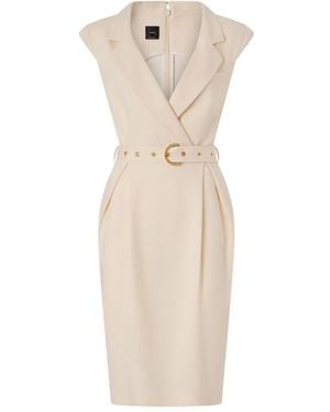 Pinko Dress With Belt - Natural