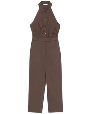 Patrizia Pepe Halter Neck Poplin Jumpsuit - Brown