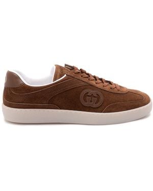 Gucci G75 Leather Sneakers - Brown