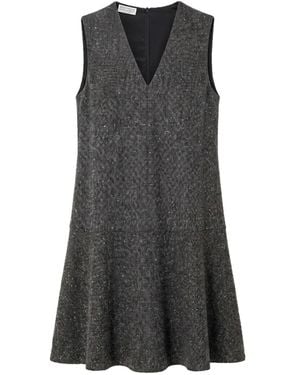 Brunello Cucinelli Virgin Wool Donegal Mini Dress - Grey