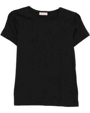 Purotatto Round-Neck Short Sleeve Blouse - Black