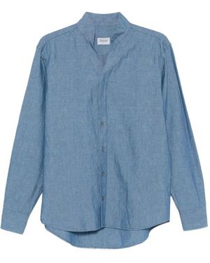 Drumohr Korean-Neck Shirt - Blue
