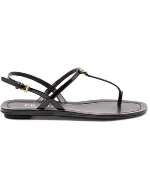 Prada Patent Leather Flat Sandals - White