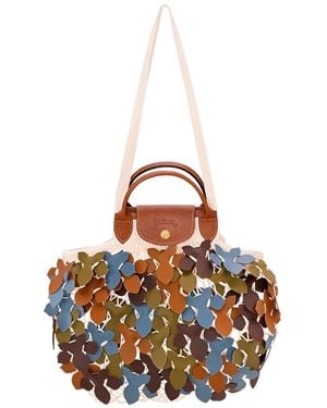 Longchamp 'Le Pliage Filet Camo' Large Mesh Bag - White