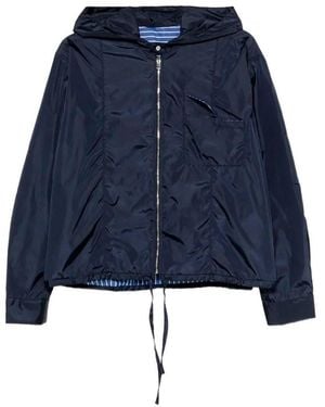 CUANTICO Short Nylon Reversible Jacket With Hood - Blue