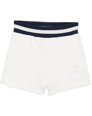 Autry Ribbed Trim Logo Shorts - Blue