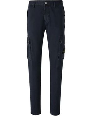 Stone Island 'Stretch Broken Twill Cotton' Trousers - Blue